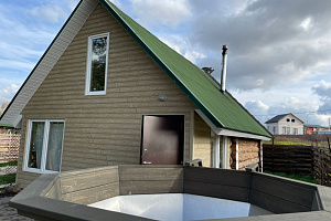 Дома Чехова с бассейном, "Дом-баня с шикарным вииз окна и сибирским банным чаном" под ключ с бассейном - фото