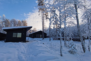 Дома Карелии зимой, "На берегу озера" коттедж под-ключ зимой - раннее бронирование