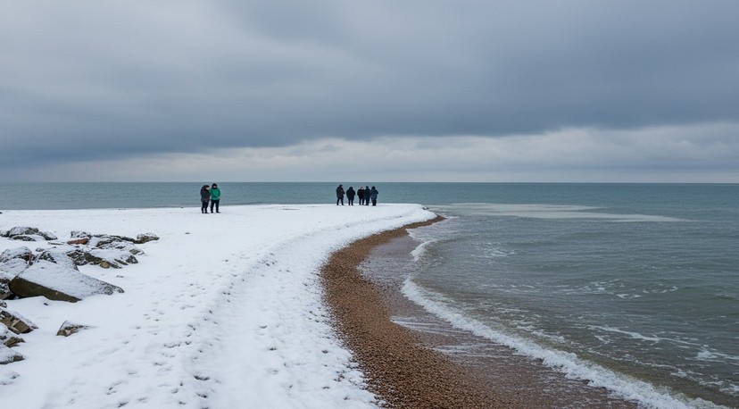 Коса Долгая зимой