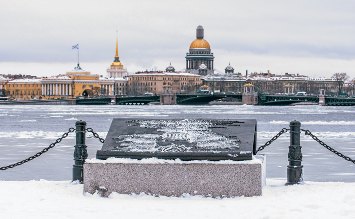 Вид на замерзшую Неву